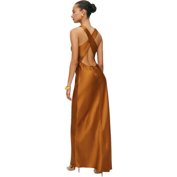 Reformation Anaiis Silk Dress + Morel - Picture 4 of 12